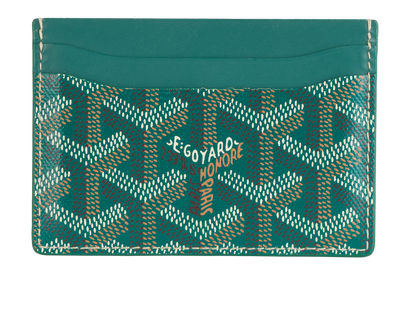 Goyard Saint Sulpice Card Wallet, &pound;350, Accessories, Green, Canvas/Leather, Front view